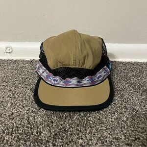 Vintage Kavu Trail Runner Mesh Panel Camp Hat Strap Back Cap Large Tan Aztec